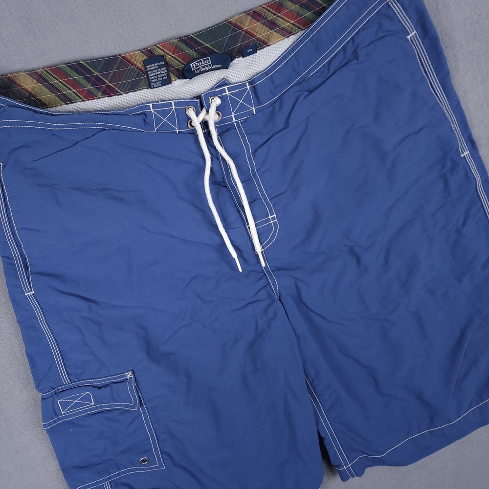 Polo Ralph Lauren Swim Trunks Relaxed Cargo Pocket Contrast Stitch‎ Blue Men L